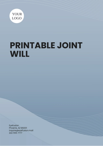 Free Printable Joint Will Template to Edit Online