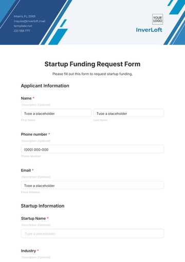 Free Startup Funding Request Form Template to Edit Online