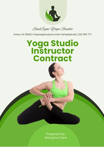 Free Yoga Studio Instructor Contract Template to Edit Online