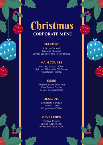 Free Christmas Corporate Menu Template to Edit Online
