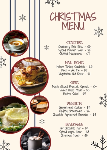 Free Hand-Drawn Christmas Menu Template to Edit Online