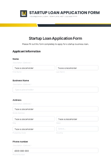Free Startup Loan Application Form Template to Edit Online