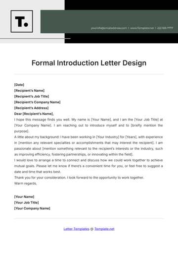 Free Formal Introduction Letter Design Template to Edit Online