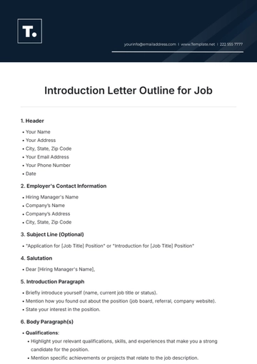 Free Introduction Letter Outline for Job Template to Edit Online