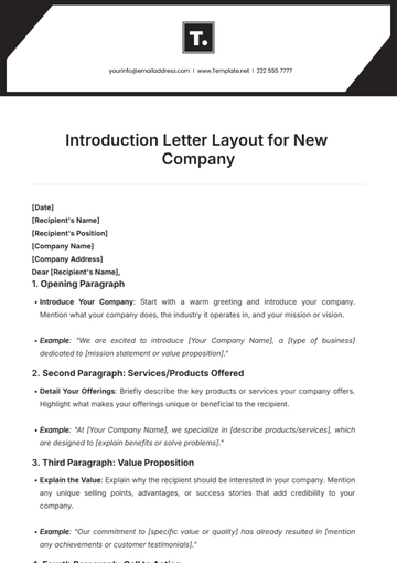 Free Introduction Letter Layout for New Company Template to Edit Online