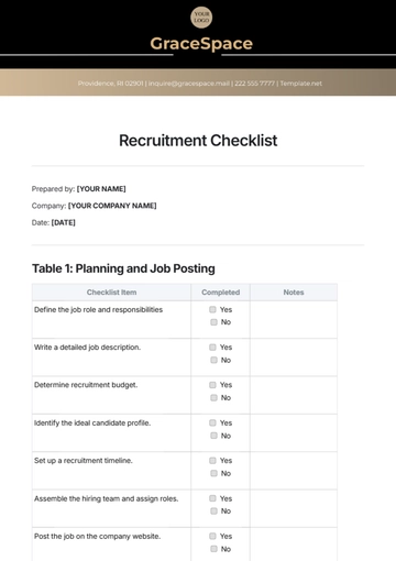 Free Recruitment Checklist Template to Edit Online