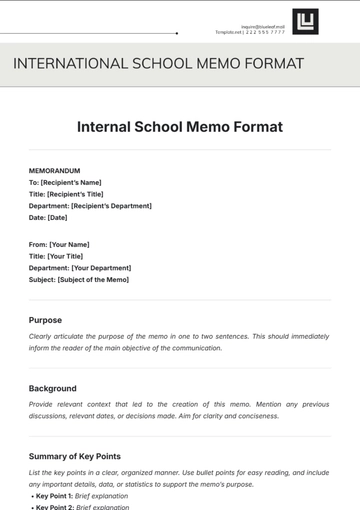 Free Internal School Memo  Format Template to Edit Online