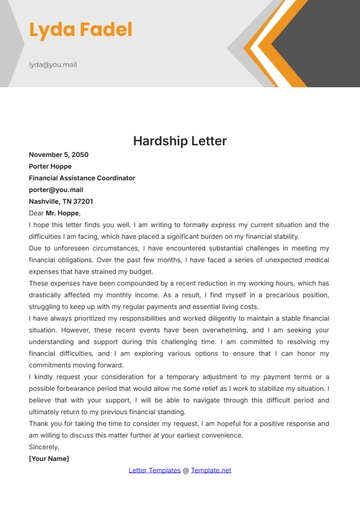 Free Hardship Letter Template to Edit Online