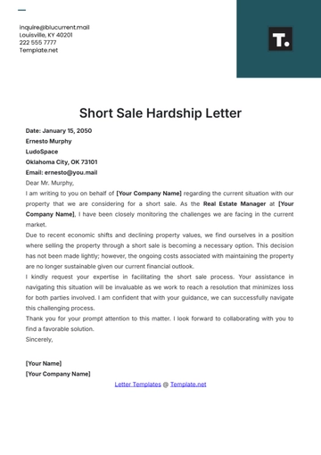 Free Short Sale Hardship Letter Template to Edit Online