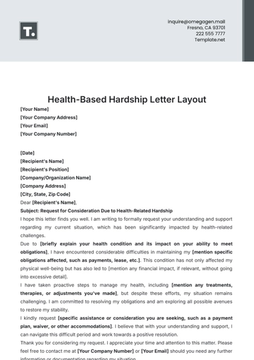 Free Health-Based Hardship Letter Layout Template to Edit Online