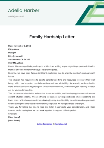 Free Family Hardship Letter Template to Edit Online