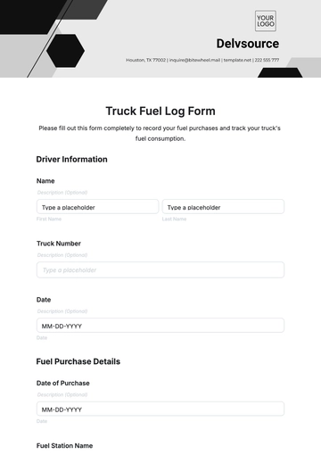 Free Truck Fuel Log Form Template to Edit Online