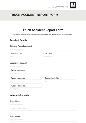Free Truck Accident Report Form Template to Edit Online