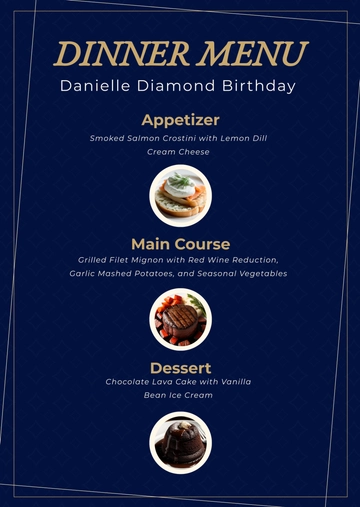 Free Diamond Birthday Menu Template to Edit Online