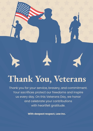 Free Veterans Day Thank You Message Template to Edit Online