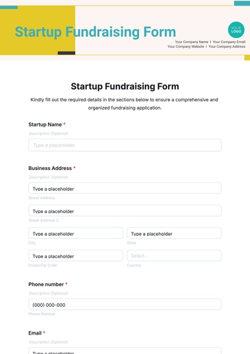 Free Startup Fundraising Form Template to Edit Online