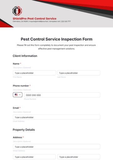 Free Pest Control Service Inspection Form Template to Edit Online Free Pest Control Service Inspection Form Template to Edit Online
