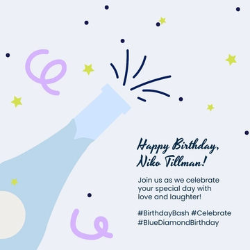 Free Blue Diamond Birthday Instagram Post Template to Edit Online