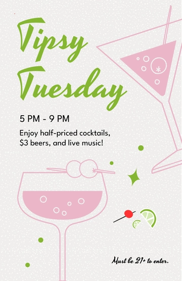 Free Tipsy Tuesday Poster Template to Edit Online