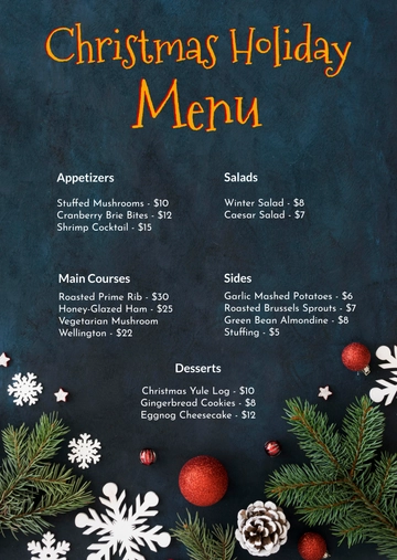 Free Colorful Christmas Holiday Menu Template to Edit Online