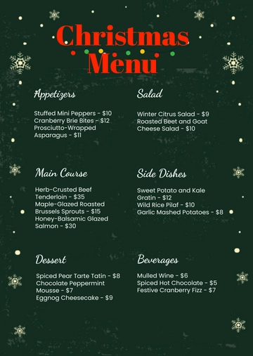 Free Digital Christmas Menu Design Template to Edit Online