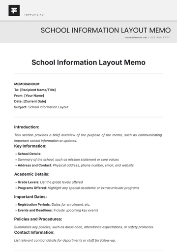 Free School Information Layout Memo Template to Edit Online