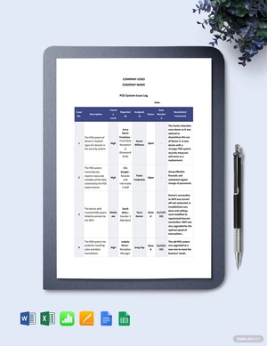 Additional Issue Log Template