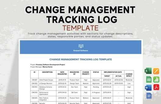 Change Management Tracking Log Template