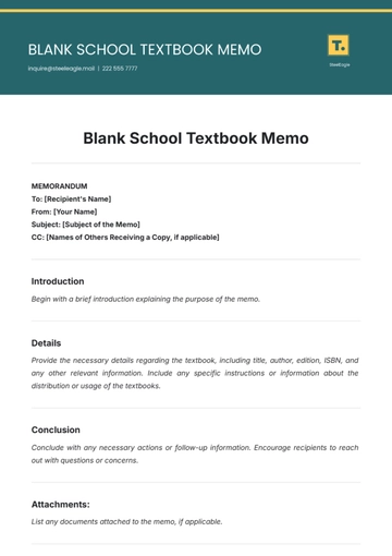 Free Blank School Textbook Memo Template to Edit Online