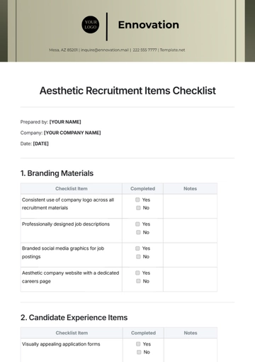 Free Aesthetic Recruitment Items Checklist Template to Edit Online