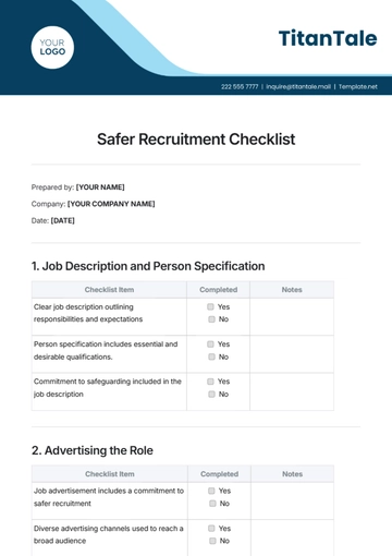 Free Safer Recruitment Checklist Template to Edit Online