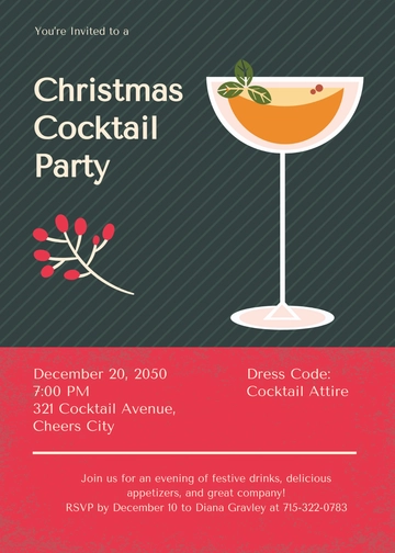 Free Christmas Cocktail Party Invitation Template to Edit Online