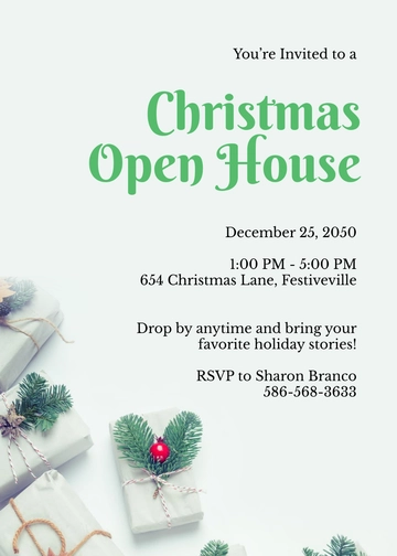 Free Christmas Open House Invitation Template to Edit Online