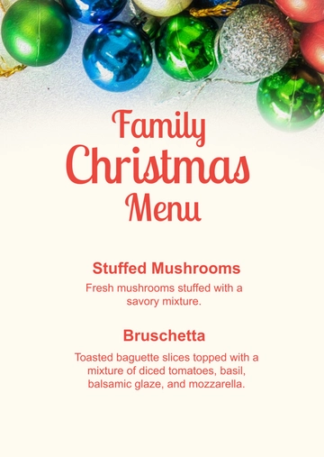 Free Family Christmas Menu Template to Edit Online
