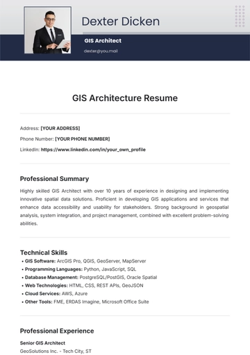 Free GIS Architecture Resume Template to Edit Online