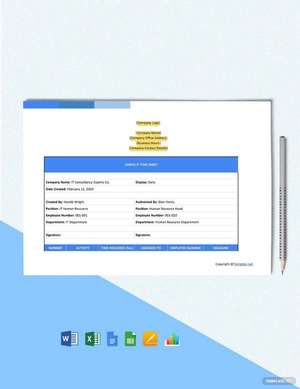 Simple IT Time Sheet Template