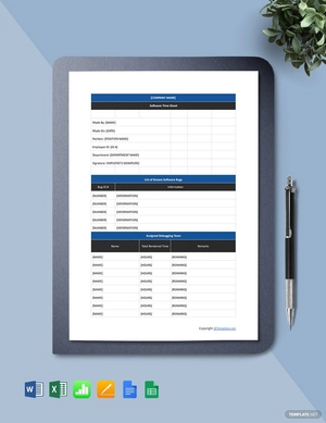 Blank Software Time Sheet Template