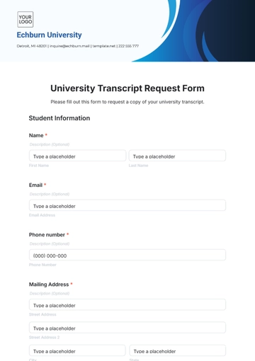 Free University Transcript Request Form Template to Edit Online