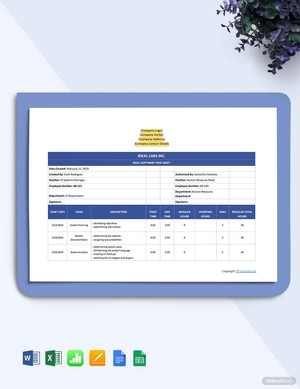 Basic Software Time Sheet Template