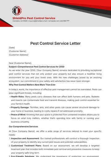 Free Pest Control Service Letter Template to Edit Online Free Pest Control Service Letter Template to Edit Online
