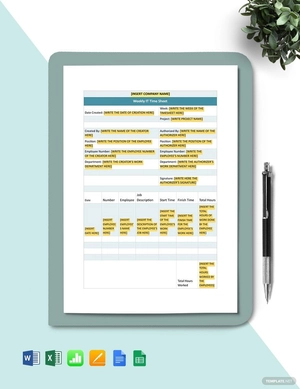 Weekly IT Time Sheet Template