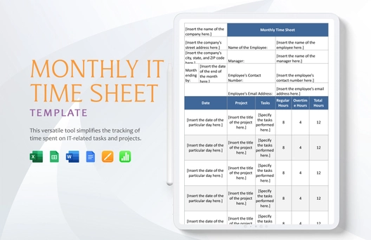 Monthly IT Time Sheet Template