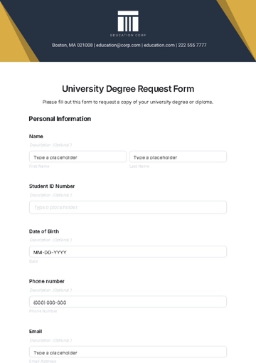Free University Degree Request Form Template to Edit Online