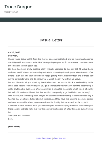 Free Casual Letter Template to Edit Online