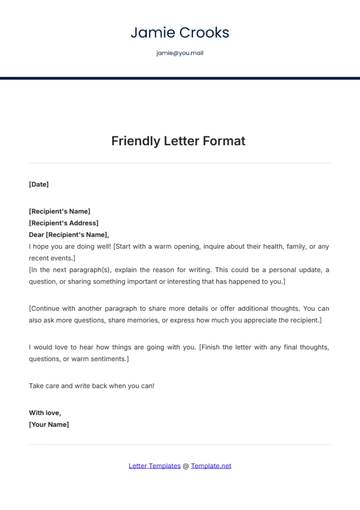 Free Friendly Letter Format Template to Edit Online