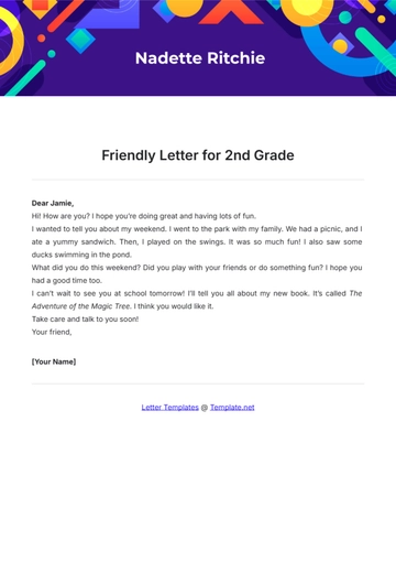 Free Friendly Letter Template for 2nd Grade to Edit Online