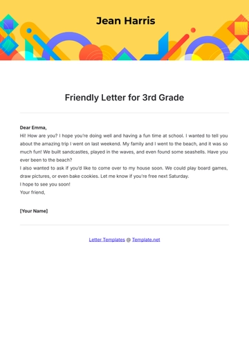 Free Friendly Letter Template for 3rd Grade to Edit Online