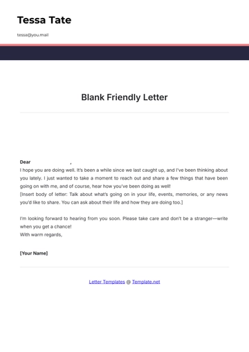 Free Blank Friendly Letter Template to Edit Online