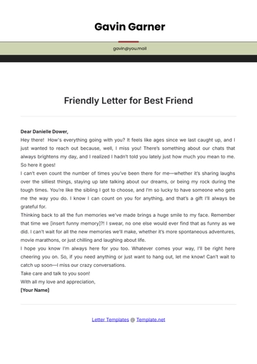 Free Friendly Letter Template for Best Friend to Edit Online