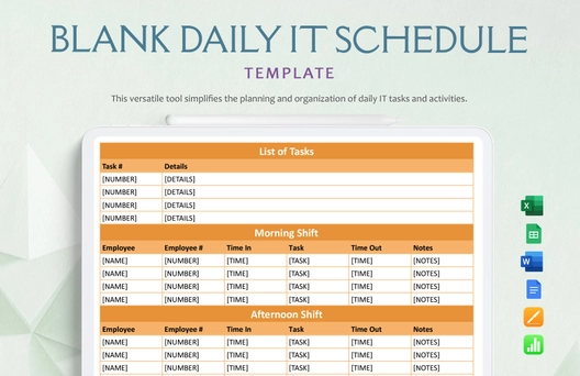 Blank Daily IT Schedule Template